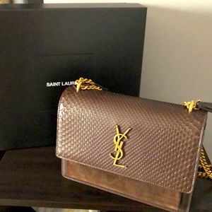 YSL Croc Embossed Luxury Sunset Bag
